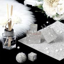 1pc Rhinestone Decor Tape, 7.8 X  9.4 Inch Self Adhesive Glitter Car Phone Craft Decorative Sticker, For DIY - White - View 3