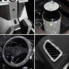 1pc Rhinestone Decor Tape, 7.8 X  9.4 Inch Self Adhesive Glitter Car Phone Craft Decorative Sticker, For DIY - White - View 4