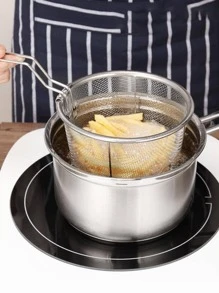 1入組網狀过滤器,麵條籃子,可折疊炸薯條籃子適用於廚房 - 銀色 - 查看 1