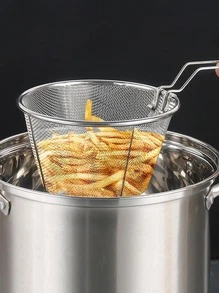 1入組網狀过滤器,麵條籃子,可折疊炸薯條籃子適用於廚房 - 銀色 - 查看 3