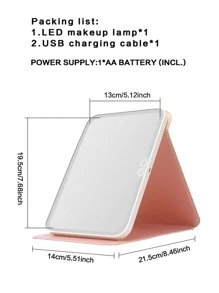 1 pieza Espejo de vanidad ABS iluminado modernista rectángulo portátil plegable LED iluminado para doméstico - Blanco - Ver 5