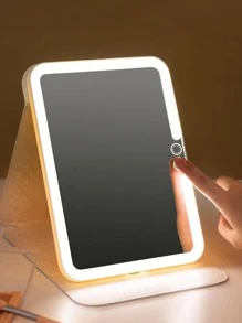 1 pieza Espejo de vanidad ABS iluminado modernista rectángulo portátil plegable LED iluminado para doméstico - Blanco - Ver 3