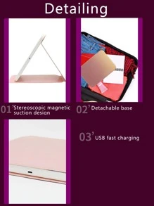 1 pieza Espejo de vanidad ABS iluminado modernista rectángulo portátil plegable LED iluminado para doméstico - Blanco - Ver 4