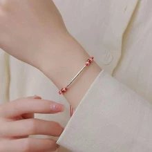Vòng đeo tay bằng bạc trang trí hạt thời trang cho phụ nữ để trang trí hàng ngày - Bạc - Xem 3