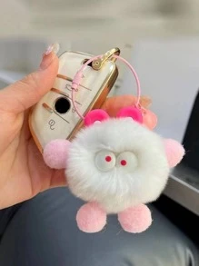 1入超可愛毛絨毛球鑰匙扣，新年禮物，男女孩子都適用，車鑰匙圈