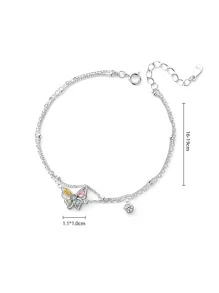 Thời Trang Đính Đá Cubic Zirconia Hình Bướm Trang Trí Vòng Tay Bạc Cho Nữ Làm Quà Tặng - Bạc - Xem 9