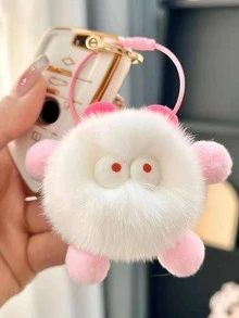 1入超可愛毛絨毛球鑰匙扣，新年禮物，男女孩子都適用，車鑰匙圈