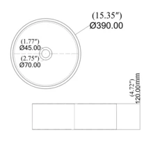 Round Concrete Vessel Bathroom Sink in Grey without Faucet and Drain - 灰色 - 查看 8