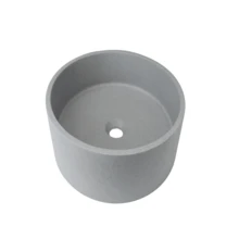 Round Concrete Vessel Bathroom Sink in Grey without Faucet and Drain - 灰色 - 查看 2