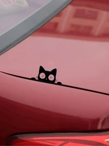 Cartoon Cat Pattern Wall Sticker, Black PVC Self Adhesive Wall Art Decal For Home Decor - Black - View 1