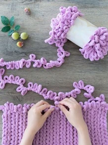 1條粉色手指環編織線，柔軟舒適，用於編織毯子、衣服、圍巾，固定線圈尺寸，DIY編織，適合初學者 - 粉色 - 查看 2