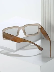 1 chiếc kính vuông Unisex màu kẹo Y2K thời trang đường phố cổ điển mát mẻ cho kỳ nghỉ hè trên bãi biển, ngoài trời, du lịch - Màu Xám nhạt - Xem 3