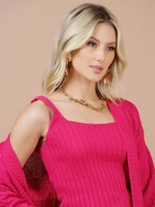 Women Cardigans - ורוד חם - ראה 6