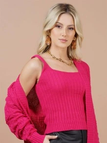 Women Cardigans - ורוד חם - ראה 5