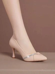 Tacones beige de punta estilete tacón - Rosa Pálido - Ver 4