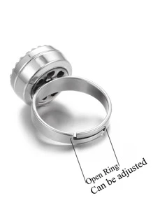 香薰擴散器戒指不銹鋼12毫米迷你水晶DIY盒式戒指香味精油擴散器女士戒指香薰開口環 - J - 查看 4