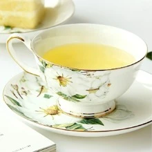 1 pieza Taza con estampado de flores y 1 pieza plato, de vuelta al colegio