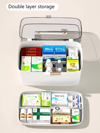 1pc Portable Household Medical Box, Medicine Storage Organizer For Family Emergency And First Aid Kit