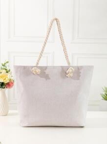 沙灘圖案單肩托特包大容量雙把手適用於度假 - 彩色 - 查看 2