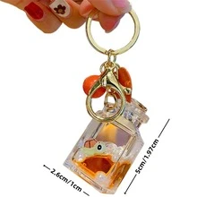 Bottle Design Bag Charm Cartoon Turtle Decor Key Chain - Black and White - View 2