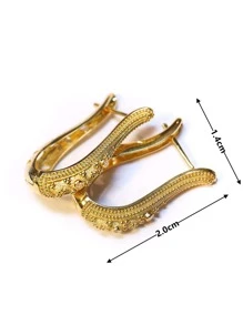 1對優雅圓耳環適合女士適合情人節禮品結婚紀念日派對首飾類 - 金黃色 - 查看 6