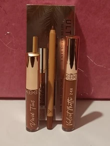 Labial matte + Brillo de labios + Delineador Tono 10 Café - Café - Ver 2