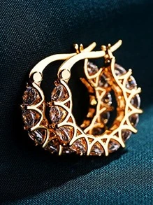 1對優雅圓耳環適合女士適合情人節禮品結婚紀念日派對首飾類