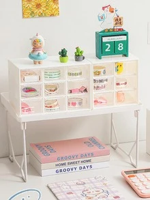 1pc Multi-grid Jewelry Storage Box, Modern Clear Dust-proof Jewelry Box For Home - White - View 3