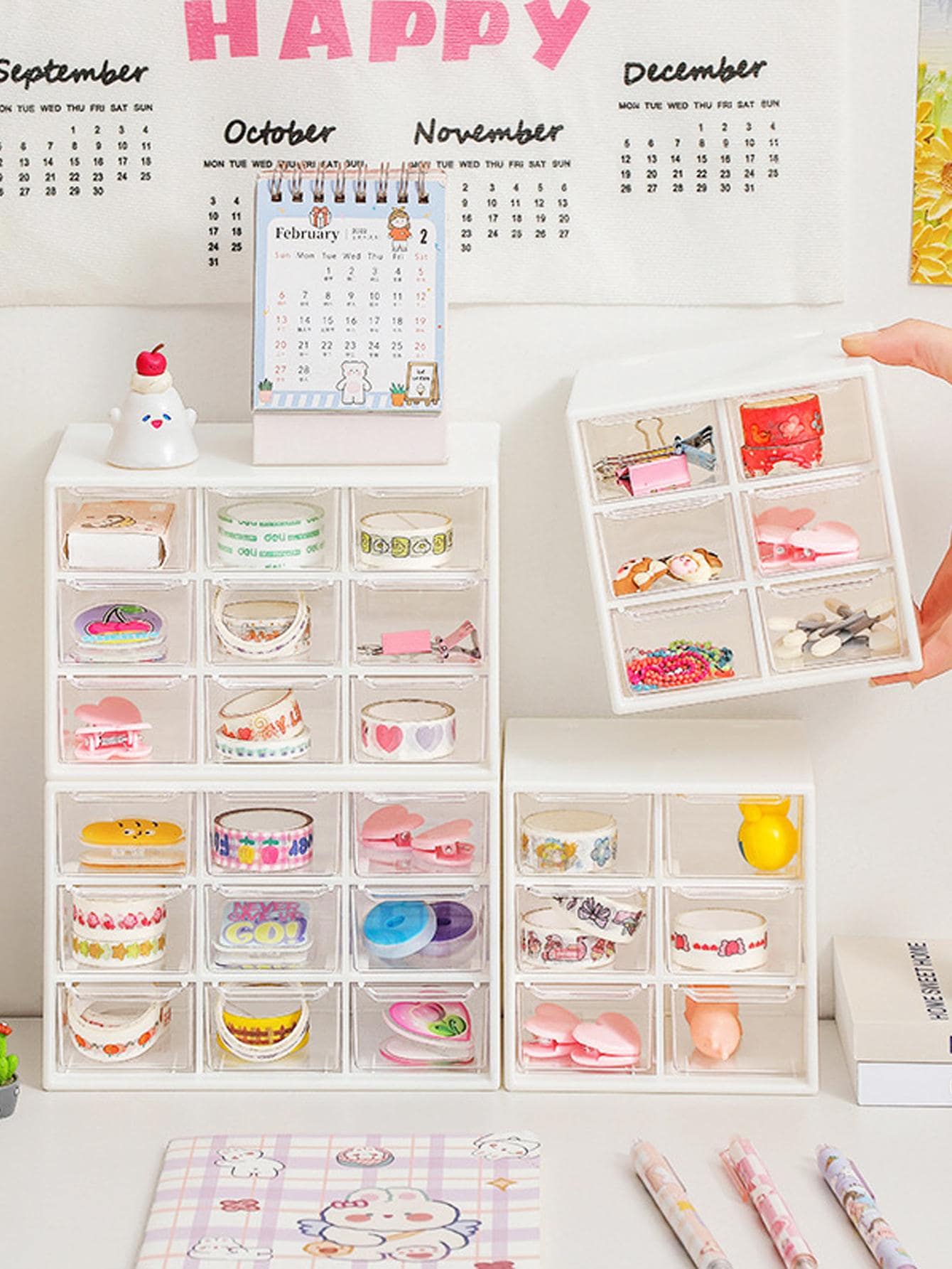 1pc Multi-grid Jewelry Storage Box, Modern Clear Dust-proof Jewelry Box For Home - White - View 1