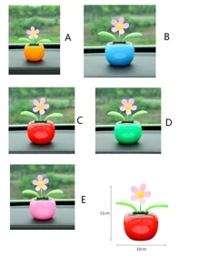 創意汽車擺件汽車內飾車載太陽能鞦韆向日葵頭花裝飾 - 彩色 - 查看 4