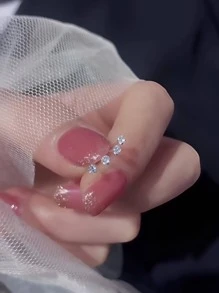 Một cặp Bông tai trang sức bạc S925 siêu nhỏ đính đá Cubic Zirconia, khuyên tai tốt cho tai mới xỏ, phụ kiện mùa hè, đeo hàng ngày - Bạc - Xem 2