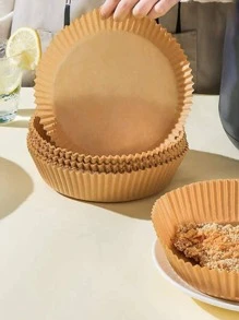 30 piezas Papel de horno de unicolor para freidora de aire, revestimiento para freidora de aire, papel para freidora de aire - Amarillo - Ver 5