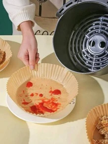 30 piezas Papel de horno de unicolor para freidora de aire, revestimiento para freidora de aire, papel para freidora de aire - Amarillo - Ver 6