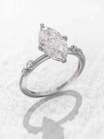 1枚优雅白色锆石眼睛形状戒指，简约设计，节日礼物