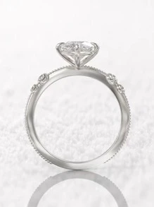 1pc Elegant White Zirconia Eye-Shaped Ring, Simple Design, Holiday Gift