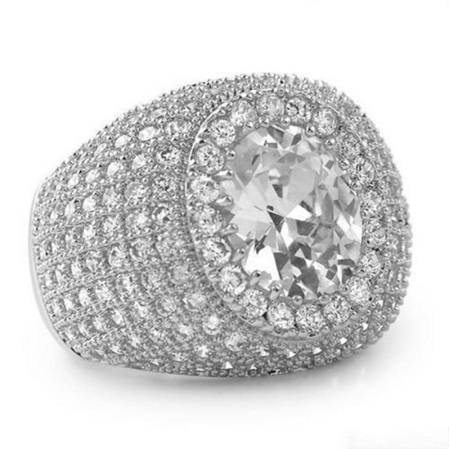 1Pc Luxury Zinc Alloy Cubic Zirconia Decor Ring For Men For Party Zinc Alloy Silver