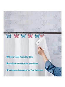 Móc treo rèm tắm bằng thép không gỉ 12 cái, Móc thiết kế hình con bướm cho gia đình - Đỏ - Xem 4