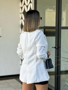 Women Blazers - 白色 - 查看 3