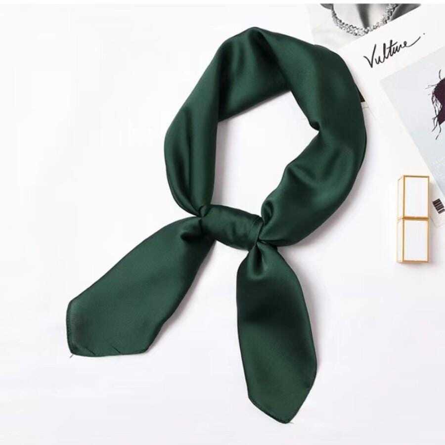 1入組女士素色時尚圍巾日常裝飾 - 橄欖綠 - 查看 1