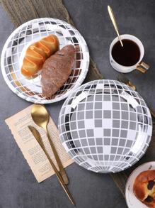 25入組格紋圖案一次性盤子