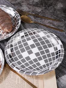 25入組格紋圖案一次性盤子