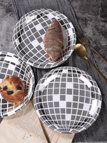 25入組格紋圖案一次性盤子