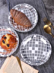 25入組格紋圖案一次性盤子