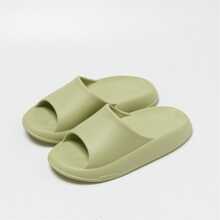 女式綠色厚底家居拖鞋