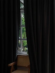 1入組素色流蘇裝飾簡約風遮光窗簾 - 彩色 - 查看 3
