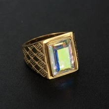 1 Chiếc Nhẫn Vintage Đính Đá Cubic Zirconia Trang Trí Họa Tiết Cho Nam Cho Bữa Tiệc - Vàng - Xem 5