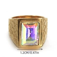 1 Chiếc Nhẫn Vintage Đính Đá Cubic Zirconia Trang Trí Họa Tiết Cho Nam Cho Bữa Tiệc - Vàng - Xem 6