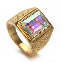 1 Chiếc Nhẫn Vintage Đính Đá Cubic Zirconia Trang Trí Họa Tiết Cho Nam Cho Bữa Tiệc - Vàng - Xem 1