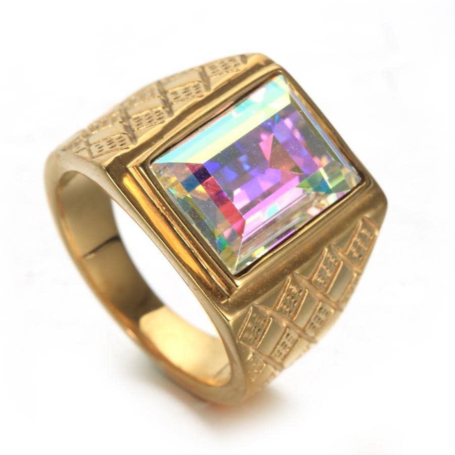 1 Chiếc Nhẫn Vintage Đính Đá Cubic Zirconia Trang Trí Họa Tiết Cho Nam Cho Bữa Tiệc - Vàng - Xem 1