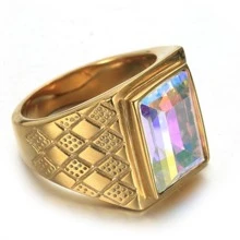 1 Chiếc Nhẫn Vintage Đính Đá Cubic Zirconia Trang Trí Họa Tiết Cho Nam Cho Bữa Tiệc - Vàng - Xem 3